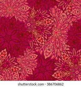 Seamless mandala pattern for printing on fabric or paper. Hand drawn background. Islam, Arabic, Indian, ottoman motifs.