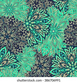 Seamless mandala pattern for printing on fabric or paper. Hand drawn background. Islam, Arabic, Indian, ottoman motifs.
