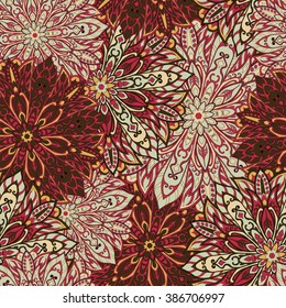 Seamless mandala pattern for printing on fabric or paper. Hand drawn background. Islam, Arabic, Indian, ottoman motifs.