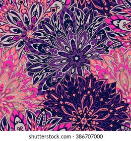 Seamless mandala pattern for printing on fabric or paper. Hand drawn background. Islam, Arabic, Indian, ottoman motifs.