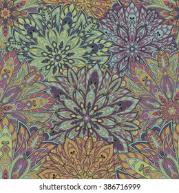 Seamless mandala pattern for printing on fabric or paper. Hand drawn background. Islam, Arabic, Indian, ottoman motifs.