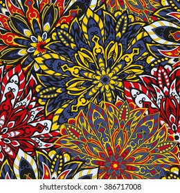 Seamless mandala pattern for printing on fabric or paper. Hand drawn background. Islam, Arabic, Indian, ottoman motifs.