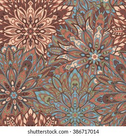 Seamless mandala pattern for printing on fabric or paper. Hand drawn background. Islam, Arabic, Indian, ottoman motifs.