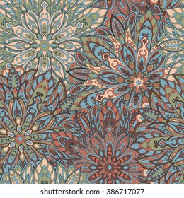 Seamless mandala pattern for printing on fabric or paper. Hand drawn background. Islam, Arabic, Indian, ottoman motifs.