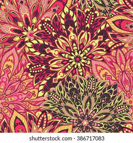 Seamless mandala pattern for printing on fabric or paper. Hand drawn background. Islam, Arabic, Indian, ottoman motifs.