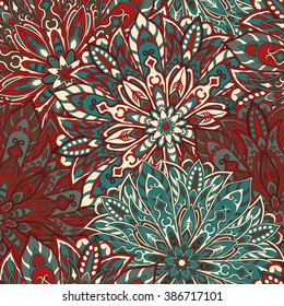 Seamless mandala pattern for printing on fabric or paper. Hand drawn background. Islam, Arabic, Indian, ottoman motifs.