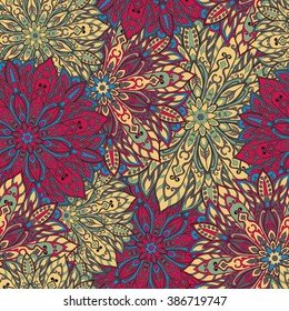 Seamless mandala pattern for printing on fabric or paper. Hand drawn background. Islam, Arabic, Indian, ottoman motifs.