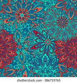 Seamless mandala pattern for printing on fabric or paper. Hand drawn background. Islam, Arabic, Indian, ottoman motifs.
