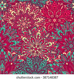 Seamless mandala pattern for printing on fabric or paper. Hand drawn background. Islam, Arabic, Indian, ottoman motifs.
