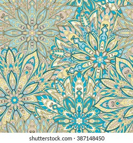 Seamless mandala pattern for printing on fabric or paper. Hand drawn background. Islam, Arabic, Indian, ottoman motifs.
