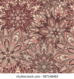 Seamless mandala pattern for printing on fabric or paper. Hand drawn background. Islam, Arabic, Indian, ottoman motifs.
