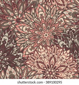 Seamless mandala pattern for printing on fabric or paper. Hand drawn background. Islam, Arabic, Indian, ottoman motifs.