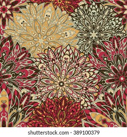 Seamless mandala pattern for printing on fabric or paper. Hand drawn background. Islam, Arabic, Indian, ottoman motifs.