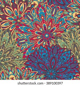 Seamless mandala pattern for printing on fabric or paper. Hand drawn background. Islam, Arabic, Indian, ottoman motifs.