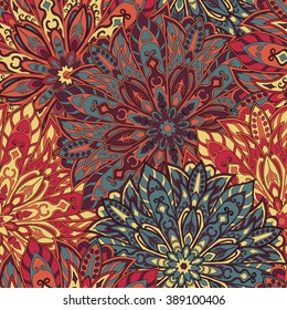 Seamless mandala pattern for printing on fabric or paper. Hand drawn background. Islam, Arabic, Indian, ottoman motifs.