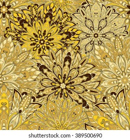 Seamless mandala pattern for printing on fabric or paper. Hand drawn background. Islam, Arabic, Indian, ottoman motifs.