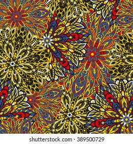 Seamless mandala pattern for printing on fabric or paper. Hand drawn background. Islam, Arabic, Indian, ottoman motifs.
