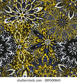 Seamless mandala pattern for printing on fabric or paper. Hand drawn background. Islam, Arabic, Indian, ottoman motifs.