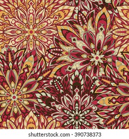 Seamless mandala pattern for printing on fabric or paper. Hand drawn background. Islam, Arabic, Indian, ottoman motifs.