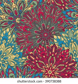 Seamless mandala pattern for printing on fabric or paper. Hand drawn background. Islam, Arabic, Indian, ottoman motifs.