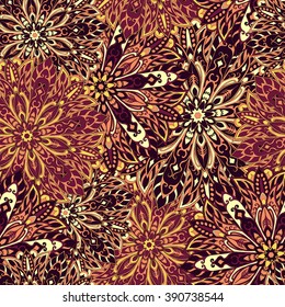 Seamless mandala pattern for printing on fabric or paper. Hand drawn background. Islam, Arabic, Indian, ottoman motifs.