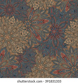 Seamless mandala pattern for printing on fabric or paper. Hand drawn background. Islam, Arabic, Indian, ottoman motifs.