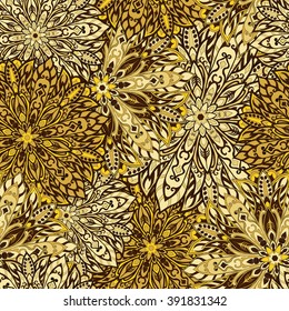 Seamless mandala pattern for printing on fabric or paper. Hand drawn background. Islam, Arabic, Indian, ottoman motifs.