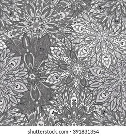 Seamless mandala pattern for printing on fabric or paper. Hand drawn background. Islam, Arabic, Indian, ottoman motifs.