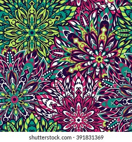 Seamless mandala pattern for printing on fabric or paper. Hand drawn background. Islam, Arabic, Indian, ottoman motifs.