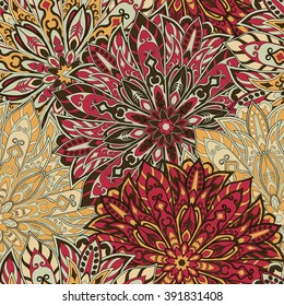 Seamless mandala pattern for printing on fabric or paper. Hand drawn background. Islam, Arabic, Indian, ottoman motifs.