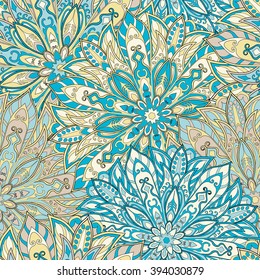 Seamless mandala pattern for printing on fabric or paper. Hand drawn background. Islam, Arabic, Indian, ottoman motifs.