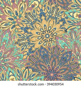 Seamless mandala pattern for printing on fabric or paper. Hand drawn background. Islam, Arabic, Indian, ottoman motifs.