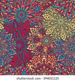Seamless mandala pattern for printing on fabric or paper. Hand drawn background. Islam, Arabic, Indian, ottoman motifs.
