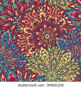Seamless mandala pattern for printing on fabric or paper. Hand drawn background. Islam, Arabic, Indian, ottoman motifs.