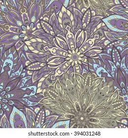 Seamless mandala pattern for printing on fabric or paper. Hand drawn background. Islam, Arabic, Indian, ottoman motifs.