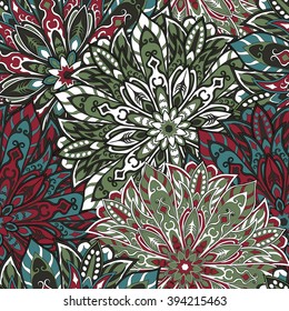 Seamless mandala pattern for printing on fabric or paper. Hand drawn background. Islam, Arabic, Indian, ottoman motifs.