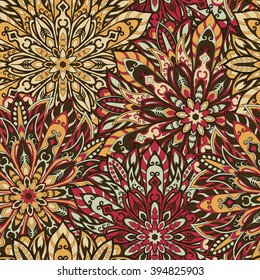 Seamless mandala pattern for printing on fabric or paper. Hand drawn background. Islam, Arabic, Indian, ottoman motifs.