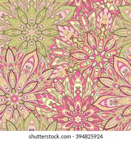 Seamless mandala pattern for printing on fabric or paper. Hand drawn background. Islam, Arabic, Indian, ottoman motifs.