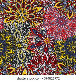 Seamless mandala pattern for printing on fabric or paper. Hand drawn background. Islam, Arabic, Indian, ottoman motifs.