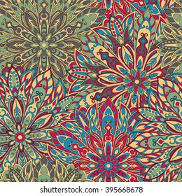 Seamless mandala pattern for printing on fabric or paper. Hand drawn background. Islam, Arabic, Indian, ottoman motifs.