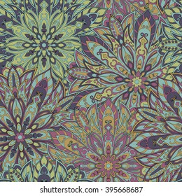 Seamless mandala pattern for printing on fabric or paper. Hand drawn background. Islam, Arabic, Indian, ottoman motifs.