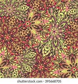 Seamless mandala pattern for printing on fabric or paper. Hand drawn background. Islam, Arabic, Indian, ottoman motifs.
