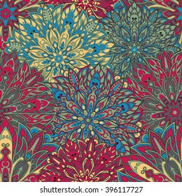 Seamless mandala pattern for printing on fabric or paper. Hand drawn background. Islam, Arabic, Indian, ottoman motifs.
