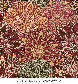 Seamless mandala pattern for printing on fabric or paper. Hand drawn background. Islam, Arabic, Indian, ottoman motifs.