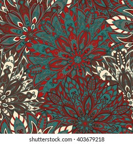 Seamless mandala pattern for printing on fabric or paper. Hand drawn background. Islam, Arabic, Indian, ottoman motifs.