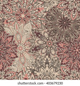 Seamless mandala pattern for printing on fabric or paper. Hand drawn background. Islam, Arabic, Indian, ottoman motifs.