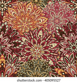 Seamless mandala pattern for printing on fabric or paper. Hand drawn background. Islam, Arabic, Indian, ottoman motifs.