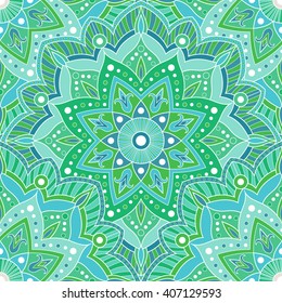 Seamless mandala pattern for printing on fabric or wrapping paper. Hand drawn decoration ornament background. Islam, Arabic, Indian, ottoman, oriental motifs.