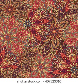 Seamless mandala pattern for printing on fabric or paper. Hand drawn background. Islam, Arabic, Indian, ottoman motifs.