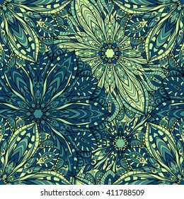 Seamless mandala pattern for printing on fabric or paper. Hand drawn background. Islam, Arabic, Indian, ottoman motifs.